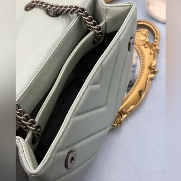 🆕 KURT GEIGER LONDON 🧿 NWT Leather Kensington Shoulder Bag, Pale Blue Grey - Picture 11 of 15